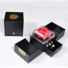 New Rose Flower Jewelry Gift Box, Double-Compartment Premium Jewelry Box For Necklaces, Rings, Earrings, In Stock - Multicolor - View 12