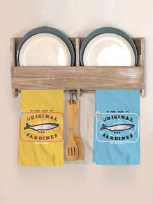 1 pièce Torchon de cuisine à sardine, torchon de cuisine imprimé de petits poissons de dessin animé, torchon de table de style ferme, torchon pour vaisselle de cuisine, torchon pour sécher la vaisselle de cuisine, cadeaux de fête, fournitures de cuisine