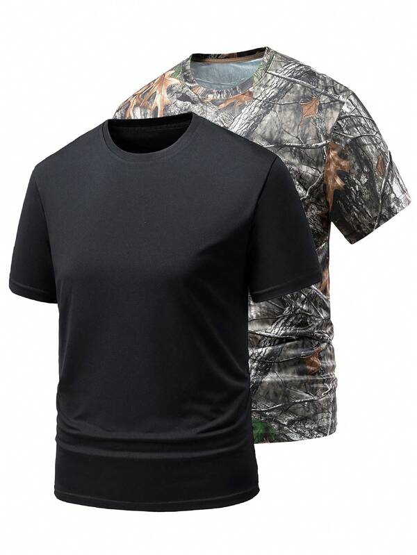 Men's Outdoor Hunting Fishing Service Sports Quick Dry Breathable Short Sleeve T-Shirt