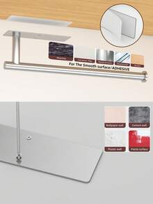 1 件不锈钢纸巾架，银色壁挂式家用纸巾架，不锈钢粘合剂卫生纸架，纸巾分配器，餐巾架，橱柜储物整理器，毛巾架，厨房纸巾架，保鲜膜架，抹布架，碗碟，不锈钢，厨房壁架，厨房储物用品，浴室配件，提供粘合剂和螺丝 - 銀色 - 查看 12