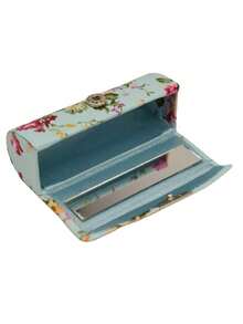 Estuche de lápiz labial con espejo de patrón floral elegante vintage, set organizador de maquillaje, bolsa de cosméticos de viaje, bolsa de almacenamiento de bolso, caja de lápiz labial floral retro, almacenamiento de cosméticos - regalo perfecto para mujeres - diseño plegable y portátil para llevar lápiz labial y artículos pequeños, regalo ideal para novia, madre, abuela, recuerdo de fiesta - Multicolor - Ver 4