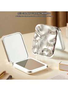 1pc Foldable Lighted Makeup Mirror - Portable Vanity Mirror With Lights, Suitable For Dressing Room, Bathroom, Travel | Cute Small Square Mirror (9x8cm) - Great For Women, Home Decor And Holiday Gifts - Multicolor - View 5