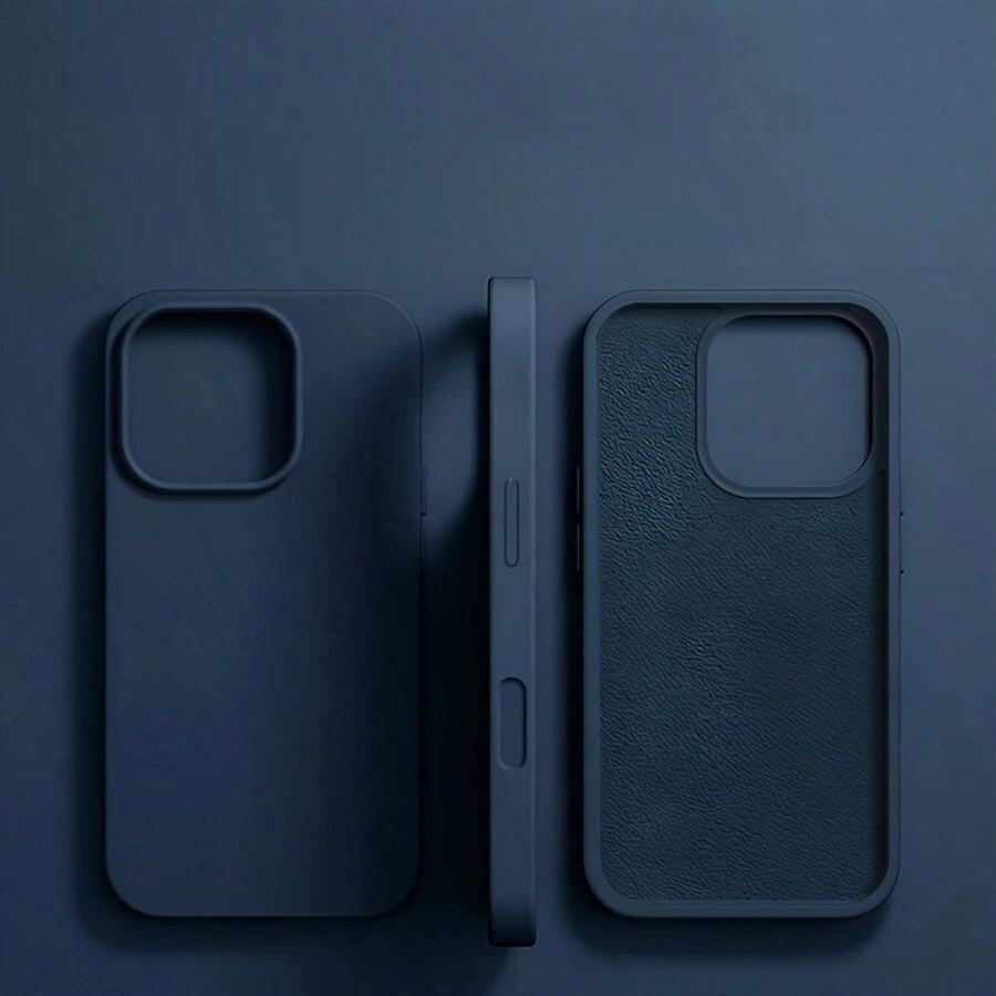 Étui de téléphone bleu en silicone, étui de téléphone mat velours antidérapant et anti-chute, compatible avec 16 Pro Max 15 14 Plus 13 12 11, coque de protection, cadeau de Noël, cadeau du Nouvel An, cadeau de Pâques, cadeau d'Halloween, pour la famille et les amis, étanche, antichoc, résistant aux rayures