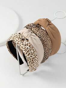 2/4pcs Fabric Leopard Print Twist Headbands - Multicolor - View 2