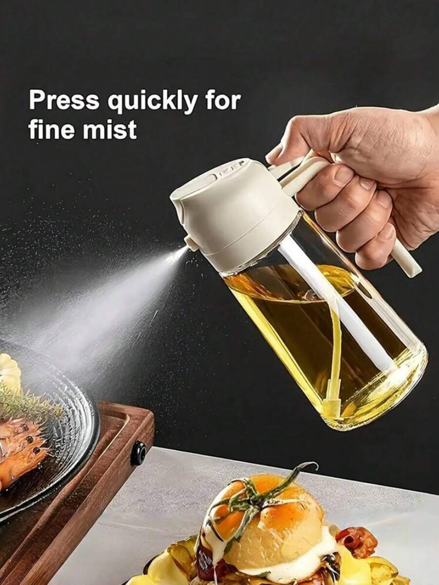 1pc Oil Sprayer For Cooking, 2 In 1 Olive Oil Dispenser Bottle For Kitchen, 470ml 16oz Premium Glass Oil Bottle, Oil Mister For Air Fryer, Salad, Frying, BBQ - Multicolor - View 1