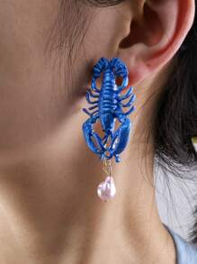 1 pièce Nouvelles boucles d'oreilles à tige uniques de style européen et américain avec coquillages, petits écrevisses rouges, bijoux d'oreille personnalisés avec motifs d'animaux marins