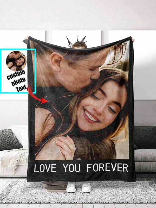 1 Coperta di flanella di lana con stampa digitale personalizzata, personalizzabile con varie immagini e foto, adatta per ragazze, ragazzi, adulti, regali di San Valentino, leggera, morbida e confortevole per letto, divano, campeggio, viaggio - Coperta calda per tutte le stagioni, adatta anche come regalo per la festa della mamma