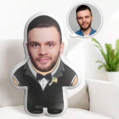 A Personalized Custom Pillow, A Customized Photo Pillow As A Gift, And A Couple Pillow With The Groom's Image Printed On It. ,For Family