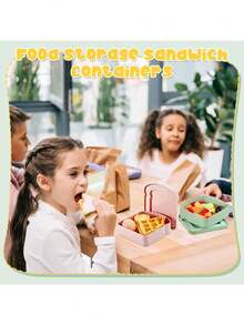 1pc Bento Box, Sandwich Container, Lunch Box Plastic Toast Shaped Food Storage Sandwich Box With Lid, Reusable, Microwave And Dishwasher Friendly, Suitable For Family Or Adults, Kitchen Supplies - Multicolor - View 5