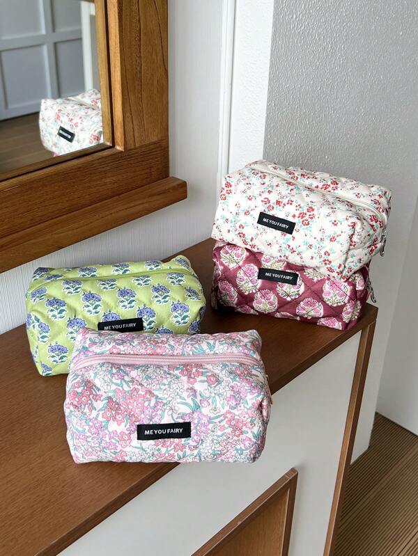 Bolsa de almohada portátil, bolsa de maquillaje grande, bolsa de cosméticos, bolsa de viaje, bolsa de maquillaje grande para niñas, bolsa de almacenamiento dulce, regalos para chicas adolescentes, bolsa de maquillaje de verano para mujeres, bolsa de cosméticos con estampado floral, organizador de maquillaje vintage, bolsa de artículos de tocador para viaje para brochas de maquillaje, cuidado de la piel y esmalte de uñas en gel - perfecto como regalo para niñas, amigas, cumpleaños, bodas, fiestas, suministros de maquillaje, herramientas de maquillaje, bolsa de almacenamiento, artículos de viaje