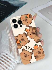 Cartoon Capybara Painted Simple Strap Shockproof Beige Phone Case Compatible With Iphone 16/15 XR/7/8 IPhone 15 Pro Max/12 Pro Max/13 Pro Max/14 Pro Max 13 14 11 12 P14 P11 Soft Cases P12, XS. XR /78P.78GES2 , 13/ 15 Redmi Series, S24 A03s, A03core, A04, A12, A13, A14, A21s, A22, A23, A24, A32, A33a34, A5 A51A52, A53, A54, A71, A72, A73, S20fe, S21, S22 Plus , Redmi Series Redmi 9, Redmi 9a S25 A35 A56 Phone Case