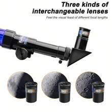 Przenośny zestaw teleskopowy o dużym powiększeniu dla początkujących, z 3 regulowanymi poziomami powiększenia, nadaje się do obserwacji w terenie i obserwacji rozgwieżdżonego nieba. Idealny wybór dla początkujących, do ręcznego ustawiania ostrości, jako prezent popularyzujący naukę lub prezent urodzinowy.