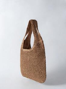 Tropiscape Medium Solid Color Double Handle,Perfect For Summer Travel Vacation, Straw Purse, Straw Beach Bag, Beach Necessities, Beach Essentials,Beach Stuff & Summer EssentialsSchool Bag,Large Capacity,Lightweight,Portable,Classic Casual, Suitable For Teen Girls Women College Studentsvacation,Holiday,Outdoors, Travel, Outings, Vacation Bag For Summer