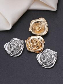 6 peças/pacote Botões Metálicos Elegantes e Brilhantes de Flor de Rosa de 30mm, Botões Decorativos de Costura Manual da Moda para Casaco, Suéter, Vestido, Jaqueta, Artesanato DIY, Sapatos, Chapéus, Caixas de Presente, Jóias