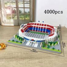 Set de blocuri de construcție pentru stadioane sportive de renume mondial - Model arhitectural de stadion de fotbal în miniatură, jucărie DIY cu microblocuri pentru fani ai sportului