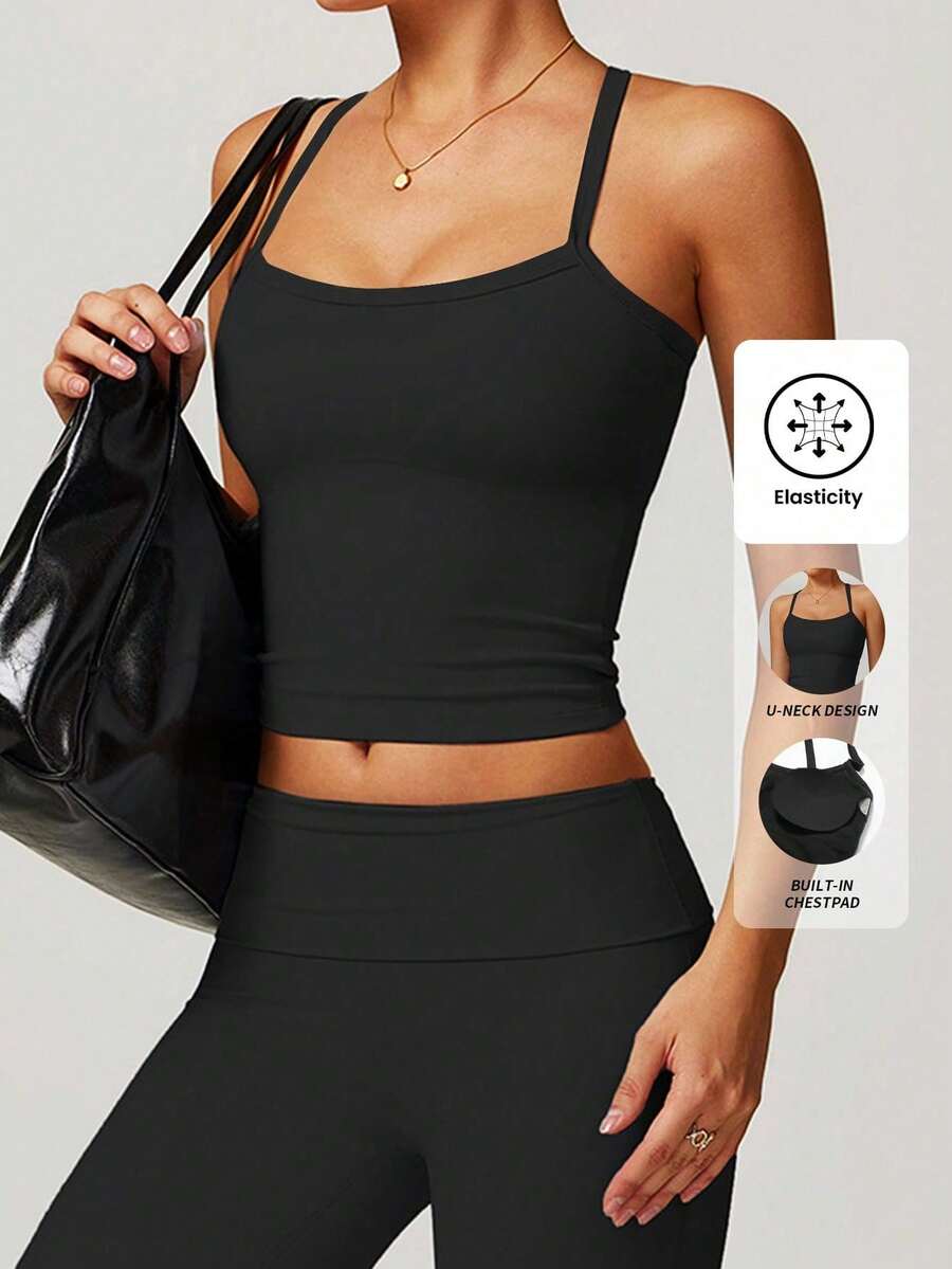 Yefecy 女士聚拢运动文胸上衣，性感美背设计，透气舒适，适合运动女性，夏季穿着，黑色