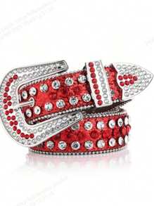 1 pièce Nouvelle mode 2025 Ceinture pour femme style étoile avec décoration de strass, boucle en alliage étincelante avec perles, ceinture polyvalente avec strass sertis pour jeans