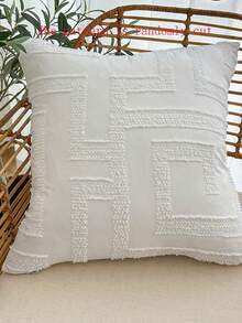 1 pieza Funda de almohada con patrón floral 3D (relleno de almohada no incluido), ligera y transpirable, suave y cómoda, decoración de dormitorio, decoración de sofá de sala de estar - Blanco - Ver 8