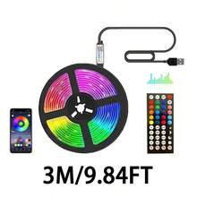 遥控智能RGB LED灯带，音乐同步，USB供电，App/遥控器控制，适用于卧室、家居、户外、派对、万圣节、圣诞节装饰、电视背光、房间装饰、生日、毕业典礼等场合，也是圣诞节家居装饰和圣诞礼物的理想之选。 - 黑色 - 查看 15