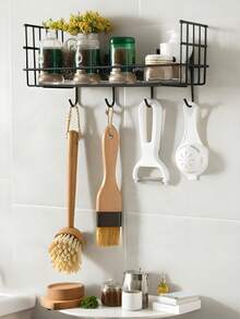 Bathroom Rack, Toilet Rack, Paper Towel Rack, Waterproof And Punch-Free Bathroom Above Toilet, Bathroom Toiletries Storage, Kitchen Seasoning Bottle Storage, Punch-Free Installation With 2 Traceless Stickers, Waterproof And Moisture-Proof, Strong Load-Bearing Capacity, Bathroom Rack Designed For You Who Pursue A Clean And Convenient Life - Holiday Gift - Black and White Random Color Storage Rack - View 6