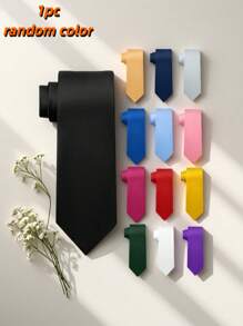 1 pieza Corbata de unicolor para hombre, corbata formal de negocio estrecha (2 pulgadas de ancho), brillante casual, adecuada para uso diario, bodas, banquetes, fiestas, eventos, regalo