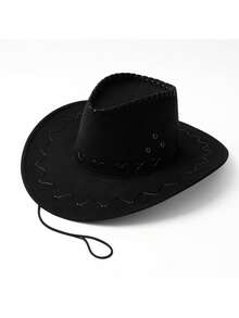 Chapéu Cowboy Sertanejo Unissex Festa Junina Rodeio Country Boiadeiro Camurça Cosplay - Preto - Visão 5