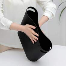 Small Trash Can, 3.5 Gallon Slim Garbage Can Plastic Waste Basket With Handles Container Bin For Narrow Spaces Bathroom, Bedroom, Kitchen, Office At Home, Black - 黑色 - 查看 3