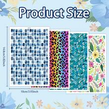 1pc Ultra-Light Water Transfer Paper With Colorful Flower Patterns – Perfect For DIY Ceramic Earrings, Jewelry & Polymer Clay Crafts, Blue & White Checkered Design, Craft Transfer Paper | Tropical Design | Intricate Designs - Multicolor - View 7