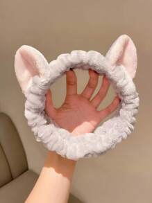 Cat Ears Coral Velvet Face Spa Hairband - Comfortable And Stylish Wash And Make-Up Headband Cute Face Wash Hair Band Plush Headband Wider Non-Slip Face Wash Make Up Anti Wet Hair Sports Face Wash Special Hair Tie Back To School