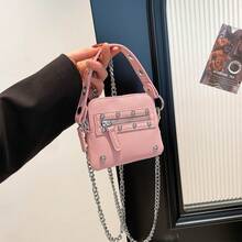 Fashionable Riveted Girl Handbag, Mini Shoulder Bag, PU Crossbody Bag - A - View 8