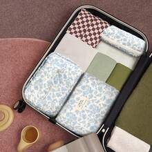 3 PiecesMakeup Bag Quilted Makeup Bag Silk Ribbon Makeup Bag Set Flower Travel Washbag - Blue - View 7