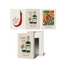 3PCS Wall Arts Posters Optional Frame Chili Pepper Prints And Posters Retro Spirit Wall Art Kitchen Pictures Vintage Aesthetic Dining Room Decoration Canvas Painting Canvas Botanical, Wall Art With Frame