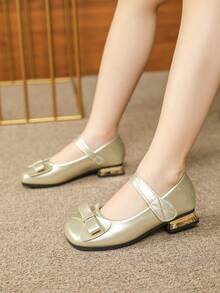 Zapatos de vestir dorados para niñas, tacones altos de moda para niños - Dorado - Ver 2