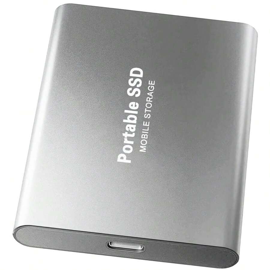 2TB Portable External Hard Drive With USB 3.1 & Type-C, High-Speed Data Transfer, Ultra-Light & Compact Design, Compatible With PC, , Chromebook - Sleek Black, Multifunctional Storage | Modern Look | Durable Construction, Portable Storage - Silver - View 1