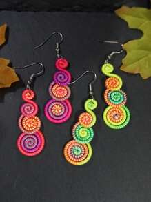 Handmade Colorful Retro Woven Rainbow Earrings, Fashionable Earrings For Women, Elegant Accessories For Home, Casual, Street, Party, Classic Souvenir, Ideal Gift For Valentine's Day, Birthday, Anniversary