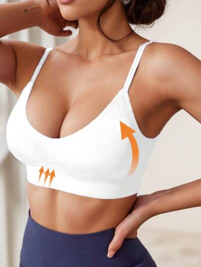 1pc Racerback Sports BH Women, Seamless Com Tafel Thin Strap Verleidelijke Neck Camisole, Wear, Yoga view 2