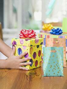 30个装 - 9.4*6.3英寸 婴儿派对礼品袋、生日糖果袋、儿童生日派对回礼袋、儿童生日派对礼物袋,星形图案,适用于婴儿派对、迎婴派对、婚礼、新年等场合。(1种颜色10个装) - 彩色 - 查看 8