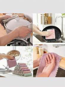 20/10/5pcs Extra Large & Thick Cleaning Cloths, Soft Absorbent Non-Stick Oil, Easywels, Suitable For Kitchen, Dining Table Cleaning, Kitchen Cleaning Tools, Car Washing Cloths, Super Absorbent Microfiber Dishcloths, Strong Oil Removal Ability, No Shedding, Random Colors