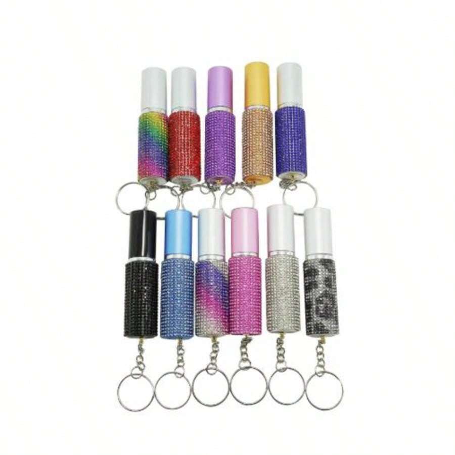 1PC New Multifunctional Rhinestone Shiny Spray Bottle With Twisted Cap Keychain, Easy To Carry, Ideal For Perfume Or Liquid Dispensing, Travel, Vacation, Travel, Makeup Company, Mini Light Perfume Bottle, Personalized Fashion Accessories, Women's Valentine's Day And Other Festivals - Multicolor - View 1