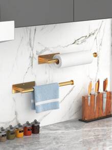 1pc Stainless Steel Tissue Storage Rack, Gold Wall Mounted Tissue Holder For Household