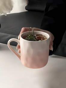 1pc High-Quality Ombre Pink Mug, Ceramic Coffee/Tea Cup For Home Use, Design-Driven Breakfast Cup, Couples Mugs Back To School - Multicolor - View 3