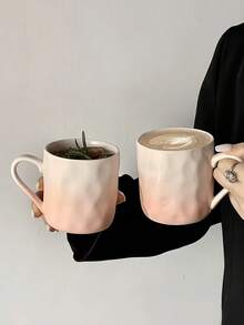 1pc High-Quality Ombre Pink Mug, Ceramic Coffee/Tea Cup For Home Use, Design-Driven Breakfast Cup, Couples Mugs Back To School - Multicolor - View 6