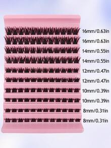Rikuaild 120pcs D Curl Cluster Lashes 8-16mm Mixed Tray Wispy Individual Lashes Natural Cross Lashes 3D Fluffy Segmented Cluster Lashes Manga Cluster Lashes Thin Band DIY Eyelash Extension Travel&Daily Makeup - 黑色 - 查看 7