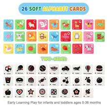 26 بطاقة حسية للطفل للتعلم المبكر من 0-12 شهر، بطاقات أبجدية ABC مع حقيبة تخزين، ألعاب تعليمية كهدية