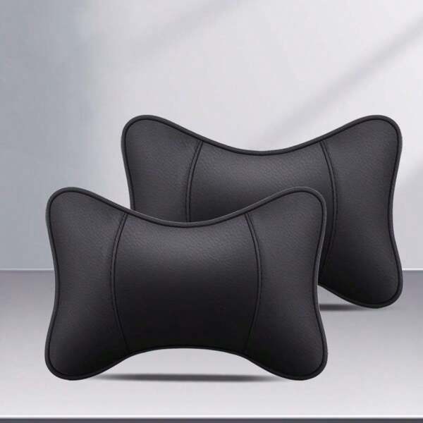 2 pièces Oreiller de cou de repose-tête de voiture en PU, accessoires de décoration intérieure de voiture, convient pour toutes les saisons