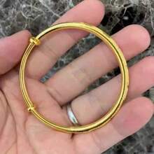 1pc 18k Gold Plated Open Baby Breath Bracelet, Adjustable For Women Casual Everyday Wear, High-End Artisan Style Bracelet, Fashion Minimalist