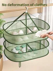 1件家用晾衣篮双折叠网状晾衣篮衣服晾晒篮晾衣网毛衣内衣网晾衣架袜子晾晒篮晾衣网平板晾衣架多功能网状干衣机适用于各种衣服晾衣架 - 彩色 - 查看 2