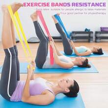 Resistance Bands, 5 Pcs Exercise Bands Elastic Stretch Bands For Fitness Yoga Pilates Stretching Strength Training, Workout Bands For Women And Men Home Gym - 黑色 - 查看 8
