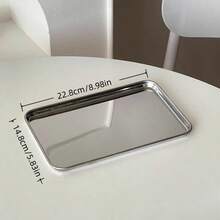 صينية معدنية مستطيلة من الصلب المقاوم للصدأ، صينية تقديم لتقديم الطعام والحلوى والمشروبات للكافيه وركن القهوة والحفلات في الحدائق - متعدد الألوان - مشاهدة 10