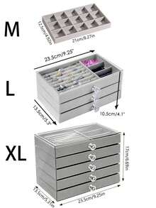 1个5/3层透明亚克力首饰收纳盒，多层抽屉式首饰盒，大容量首饰收纳盒，可收纳耳环、戒指、项链、手链和吊坠。适用于浴室、桌面、梳妆台和卧室。